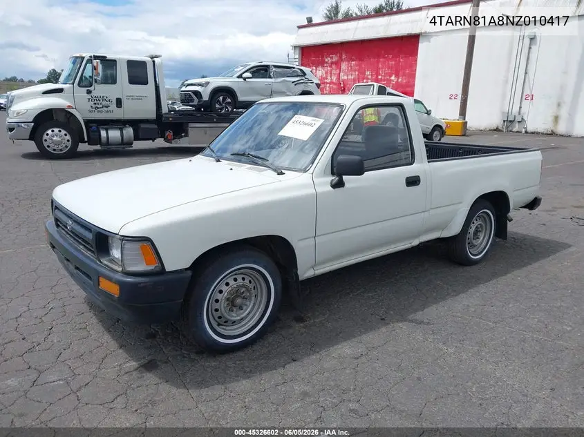 1992 Toyota Pickup 1/2 Ton Short Whlbase Stb VIN: 4TARN81A8NZ010417 Lot: 45326602