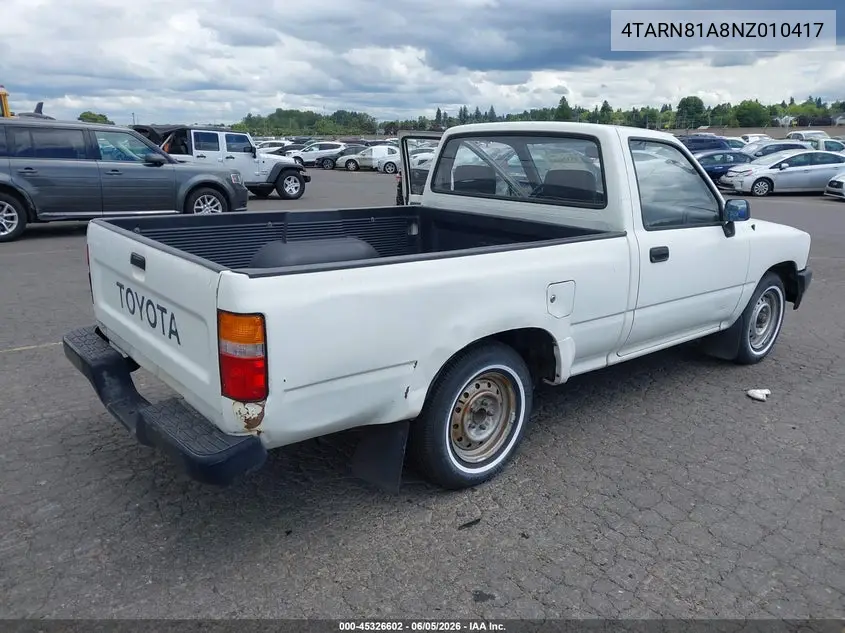1992 Toyota Pickup 1/2 Ton Short Whlbase Stb VIN: 4TARN81A8NZ010417 Lot: 45326602