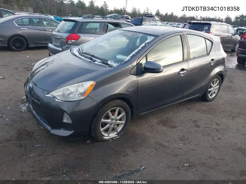 JTDKDTB34C1018358 2012 Toyota Prius C Three