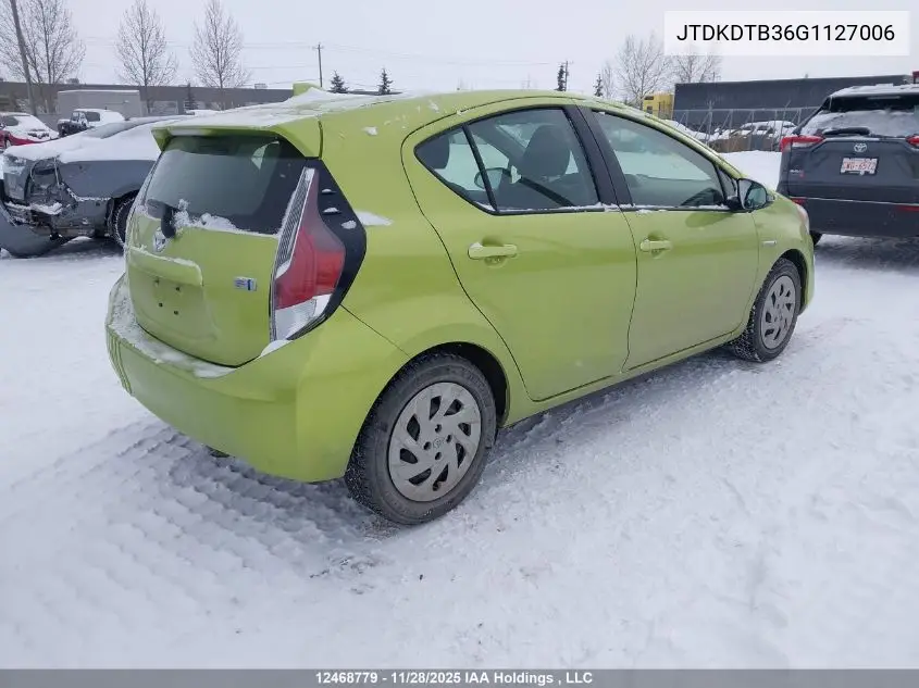 JTDKDTB36G1127006 2016 Toyota Prius C