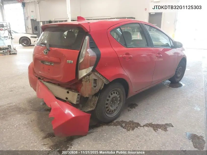 JTDKDTB32G1125303 2016 Toyota Prius C