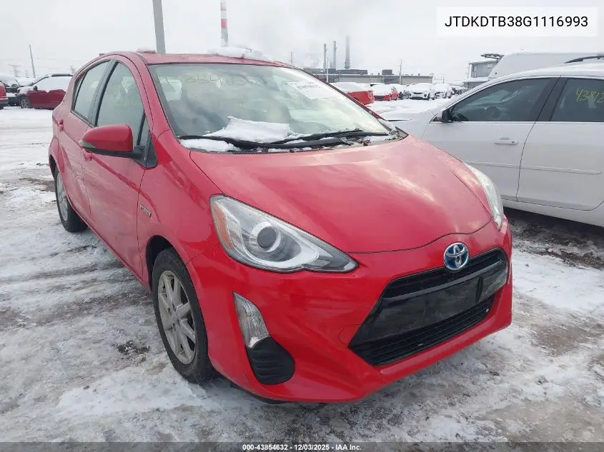 JTDKDTB38G1116993 2016 Toyota Prius C Three