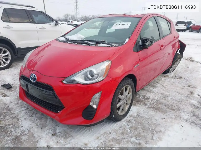 JTDKDTB38G1116993 2016 Toyota Prius C Three