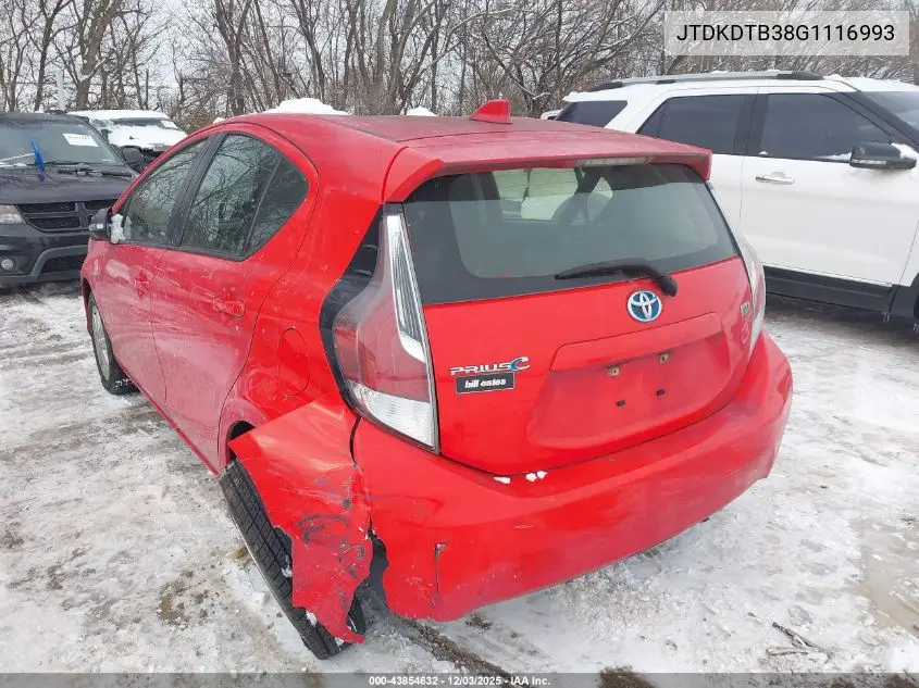 JTDKDTB38G1116993 2016 Toyota Prius C Three