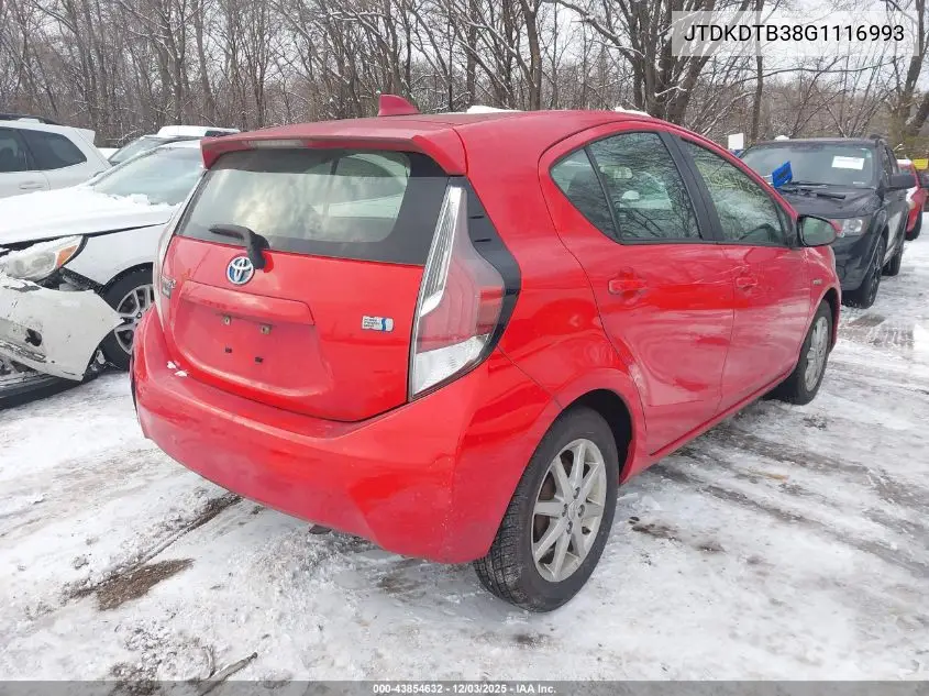 JTDKDTB38G1116993 2016 Toyota Prius C Three