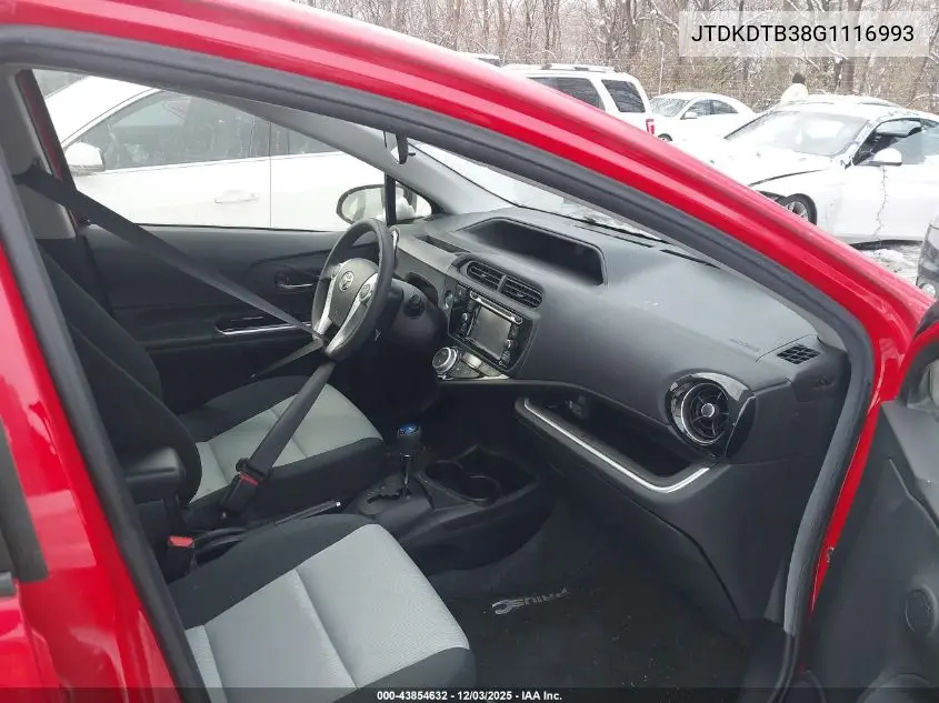 JTDKDTB38G1116993 2016 Toyota Prius C Three