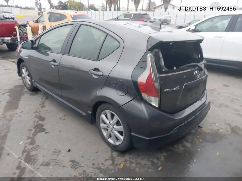 JTDKDTB31H1592486 2017 Toyota Prius C Two