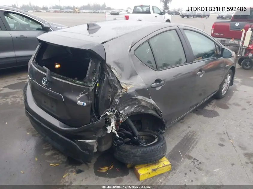 JTDKDTB31H1592486 2017 Toyota Prius C Two