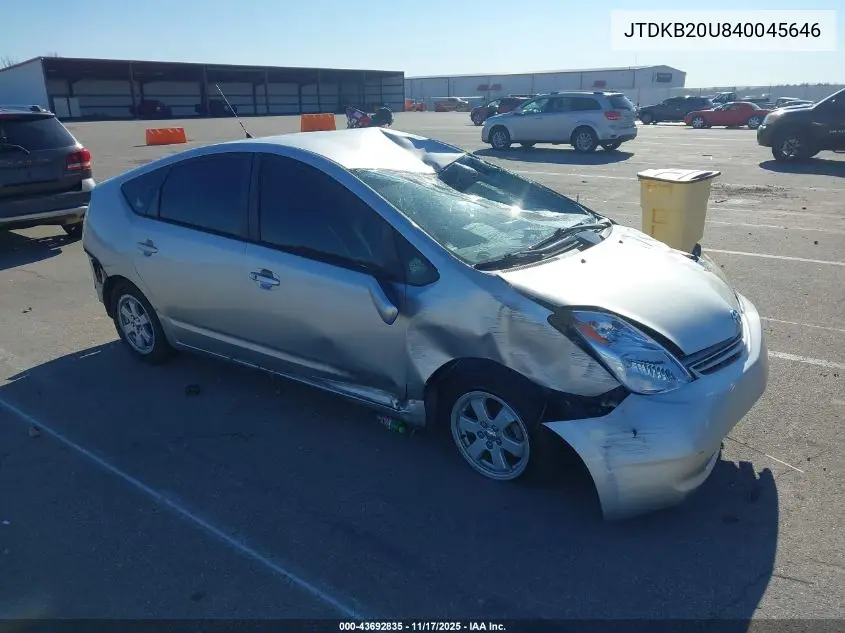 JTDKB20U840045646 2004 Toyota Prius