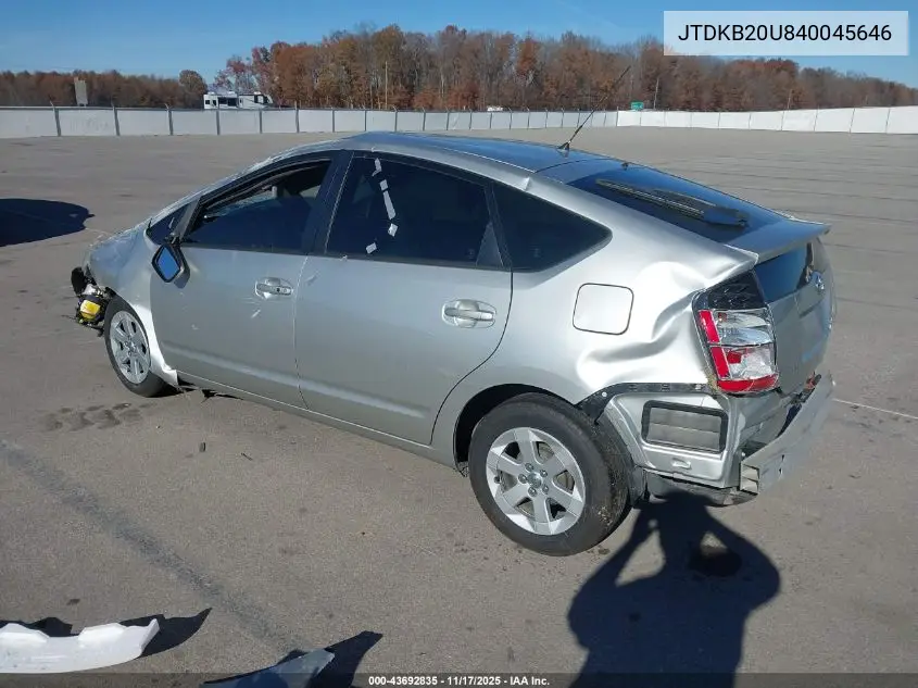 JTDKB20U840045646 2004 Toyota Prius