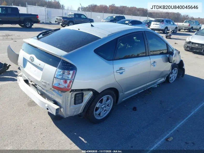 JTDKB20U840045646 2004 Toyota Prius
