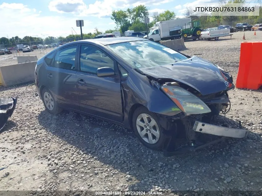 2006 Toyota Prius VIN: JTDKB20U763184863 Lot: 40381698