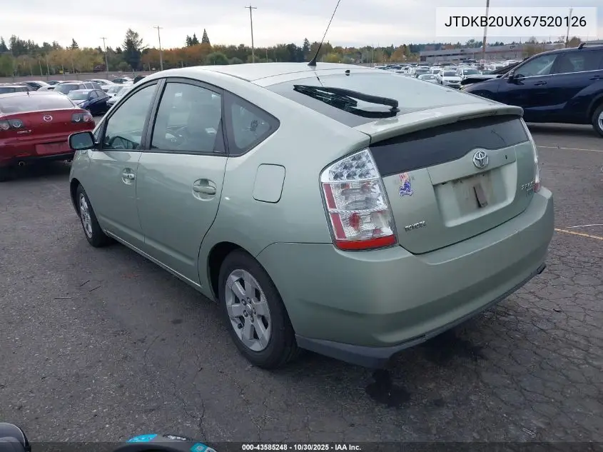 JTDKB20UX67520126 2006 Toyota Prius