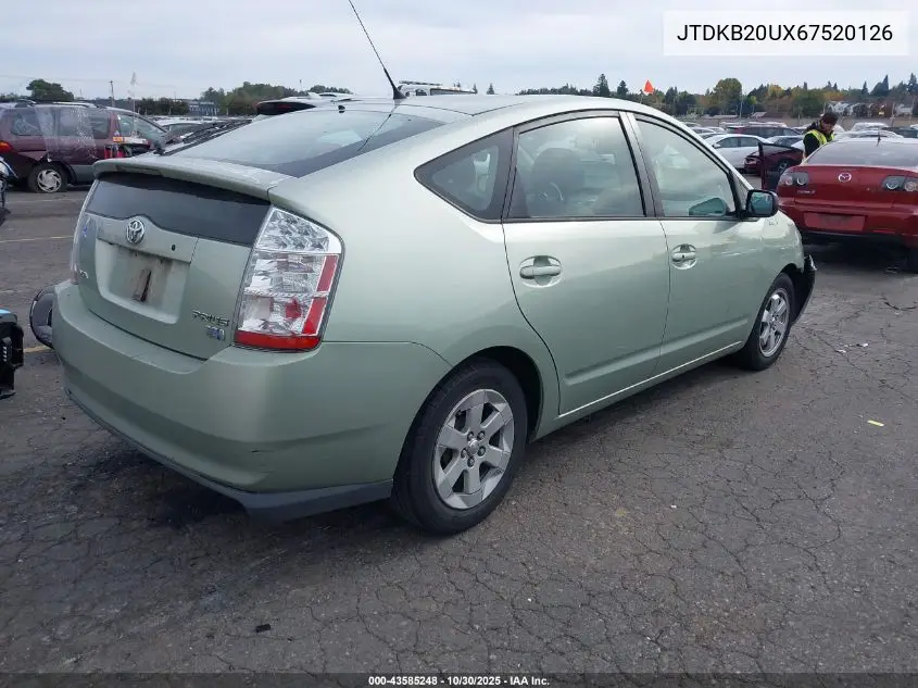 JTDKB20UX67520126 2006 Toyota Prius