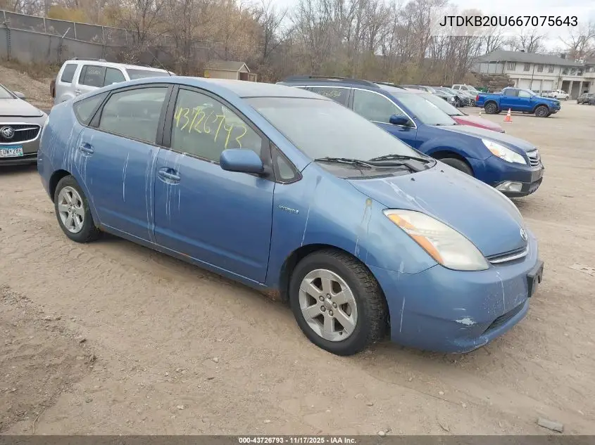 JTDKB20U667075643 2006 Toyota Prius