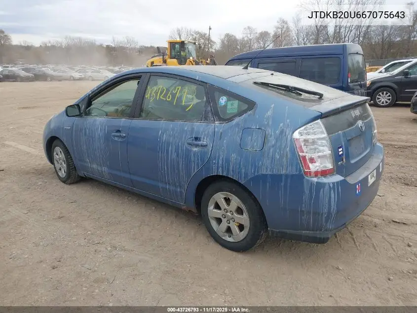JTDKB20U667075643 2006 Toyota Prius