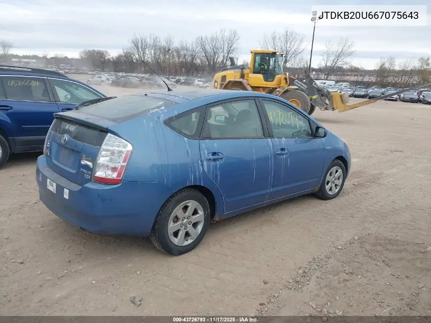 JTDKB20U667075643 2006 Toyota Prius