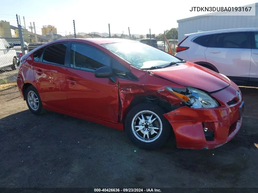 2010 Toyota Prius Ii VIN: JTDKN3DU8A0193167 Lot: 40426636