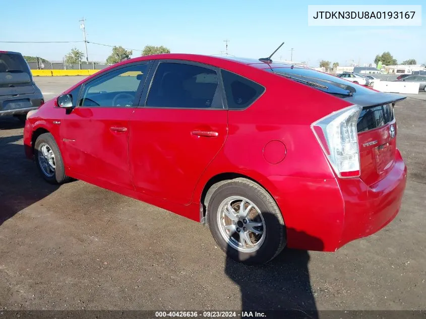 2010 Toyota Prius Ii VIN: JTDKN3DU8A0193167 Lot: 40426636