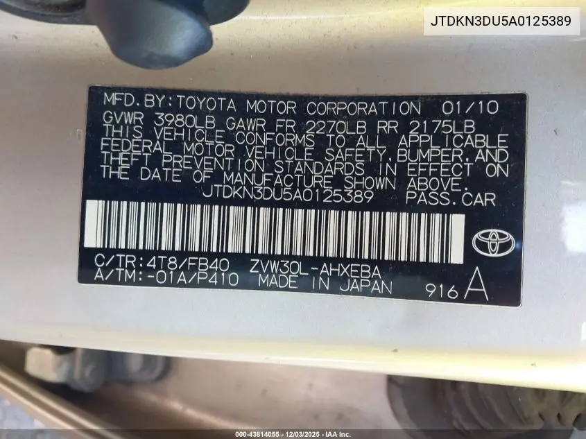 JTDKN3DU5A0125389 2010 Toyota Prius Ii