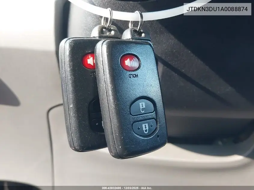 JTDKN3DU1A0088874 2010 Toyota Prius Iii