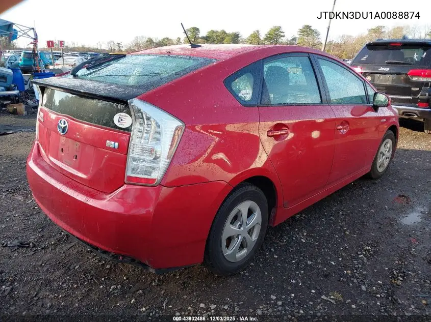 JTDKN3DU1A0088874 2010 Toyota Prius Iii
