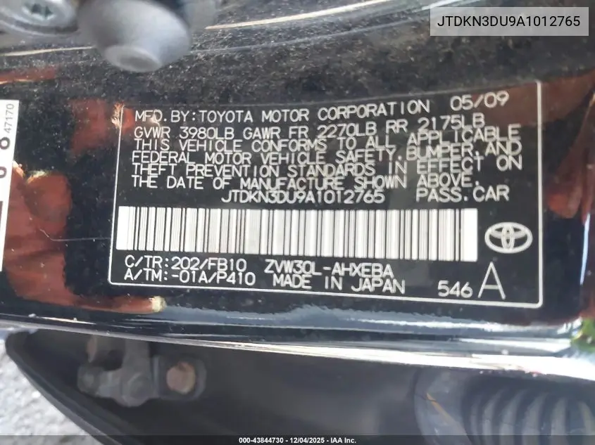 JTDKN3DU9A1012765 2010 Toyota Prius Iii