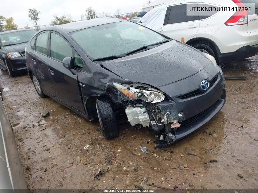 JTDKN3DU1B1417391 2011 Toyota Prius Three