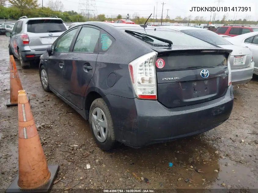 JTDKN3DU1B1417391 2011 Toyota Prius Three