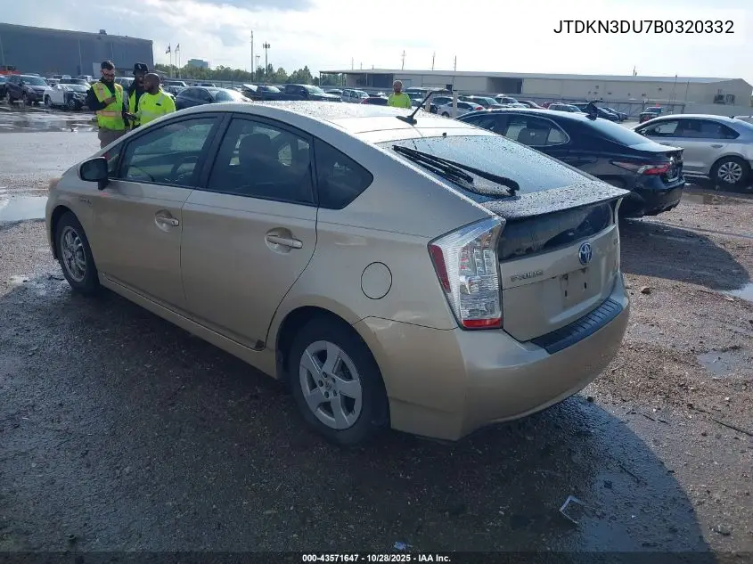 JTDKN3DU7B0320332 2011 Toyota Prius Three