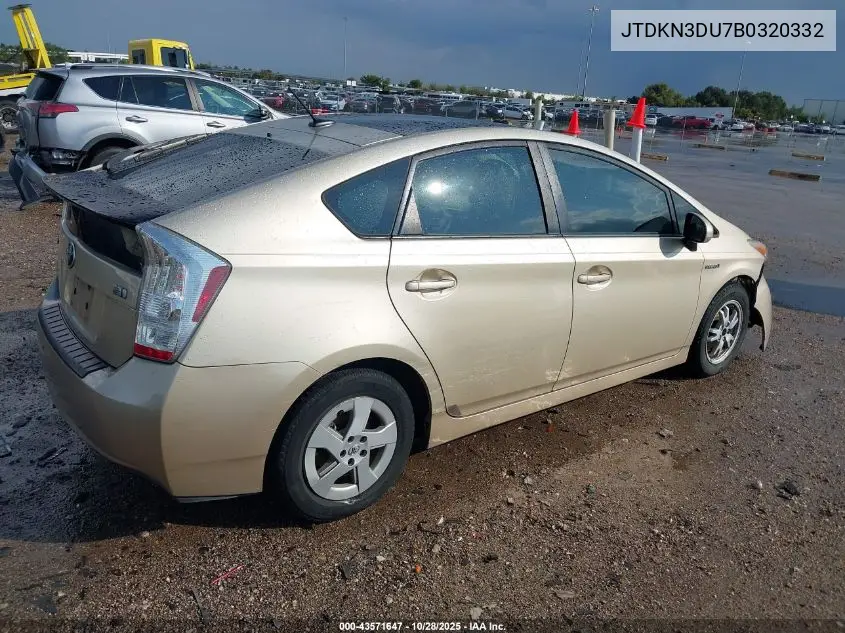 JTDKN3DU7B0320332 2011 Toyota Prius Three