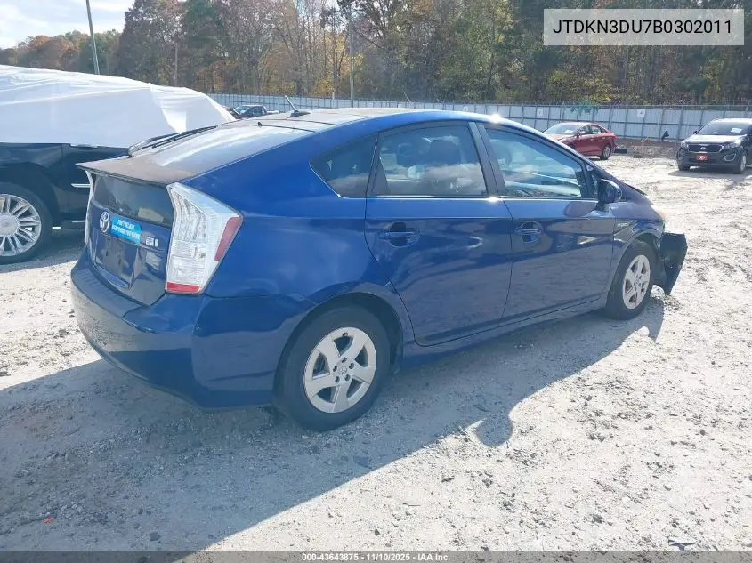 JTDKN3DU7B0302011 2011 Toyota Prius Three
