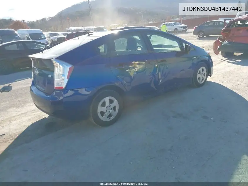 JTDKN3DU4B1437442 2011 Toyota Prius Three