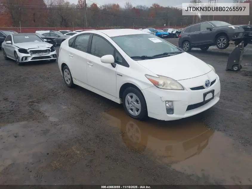 JTDKN3DU8B0265597 2011 Toyota Prius Two