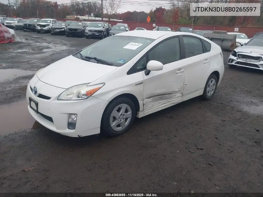 JTDKN3DU8B0265597 2011 Toyota Prius Two