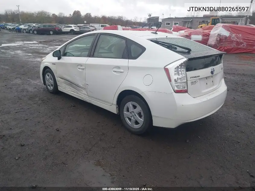 JTDKN3DU8B0265597 2011 Toyota Prius Two