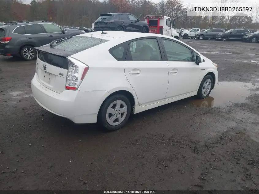 JTDKN3DU8B0265597 2011 Toyota Prius Two