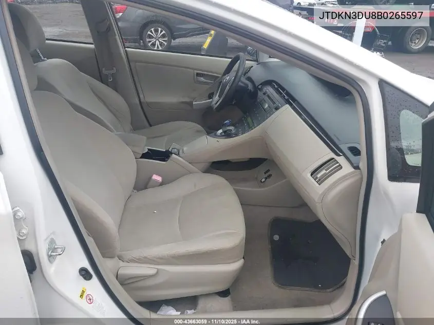 JTDKN3DU8B0265597 2011 Toyota Prius Two