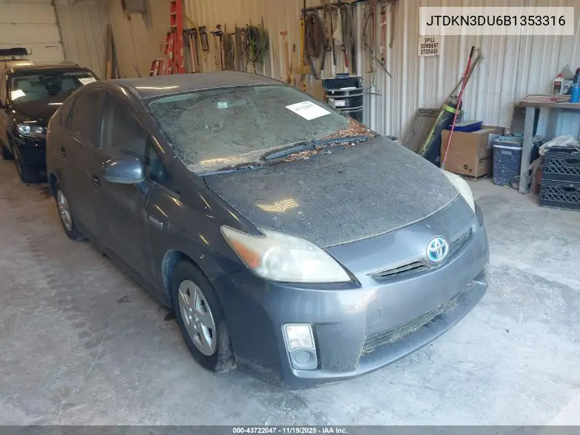 JTDKN3DU6B1353316 2011 Toyota Prius Three