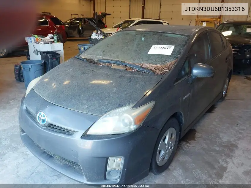 JTDKN3DU6B1353316 2011 Toyota Prius Three