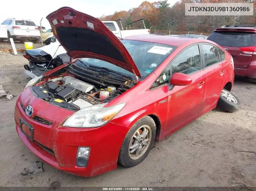JTDKN3DU9B1360986 2011 Toyota Prius Three