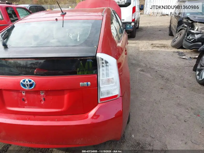 JTDKN3DU9B1360986 2011 Toyota Prius Three