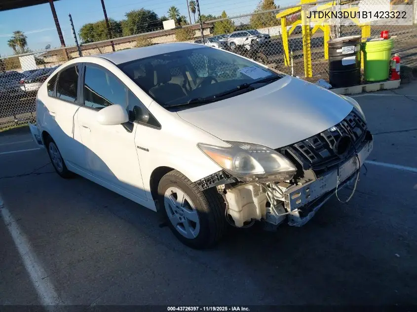 JTDKN3DU1B1423322 2011 Toyota Prius Three