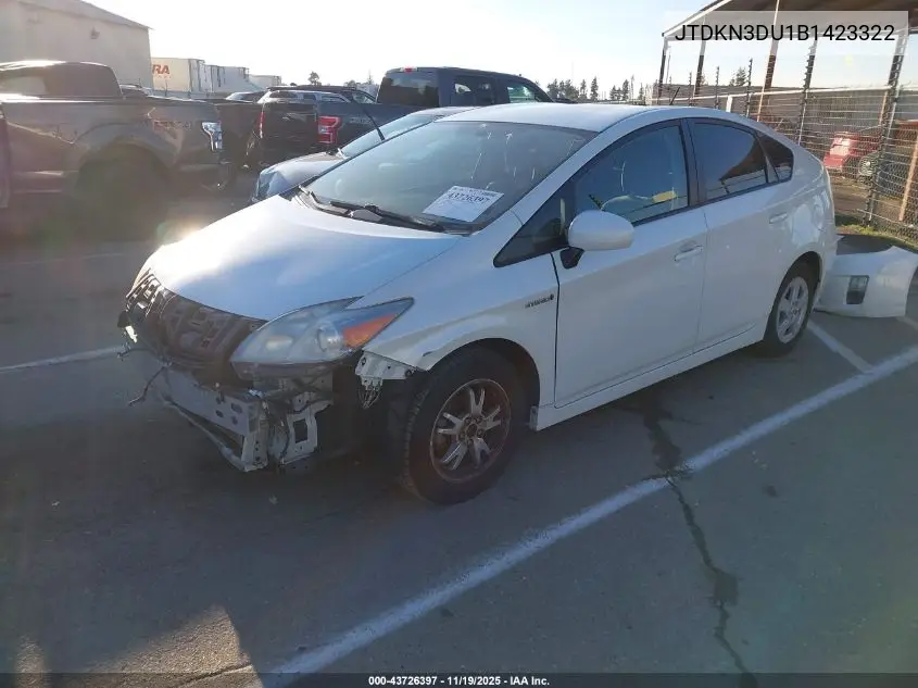 JTDKN3DU1B1423322 2011 Toyota Prius Three