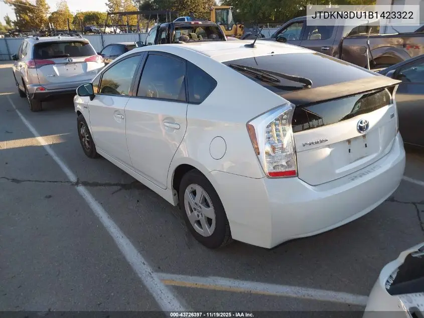JTDKN3DU1B1423322 2011 Toyota Prius Three