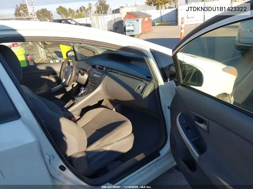 JTDKN3DU1B1423322 2011 Toyota Prius Three