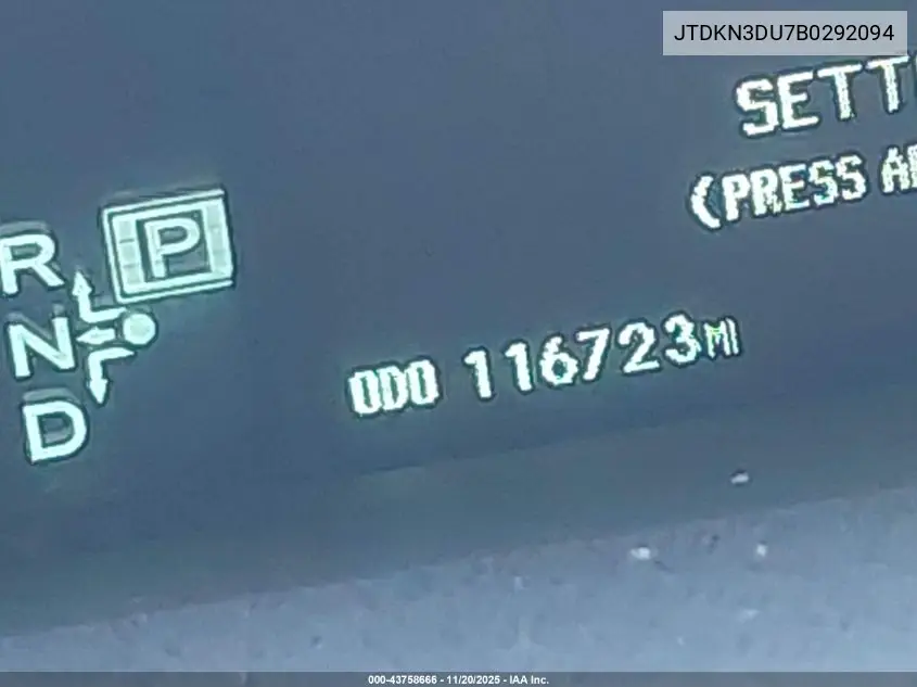 JTDKN3DU7B0292094 2011 Toyota Prius Three