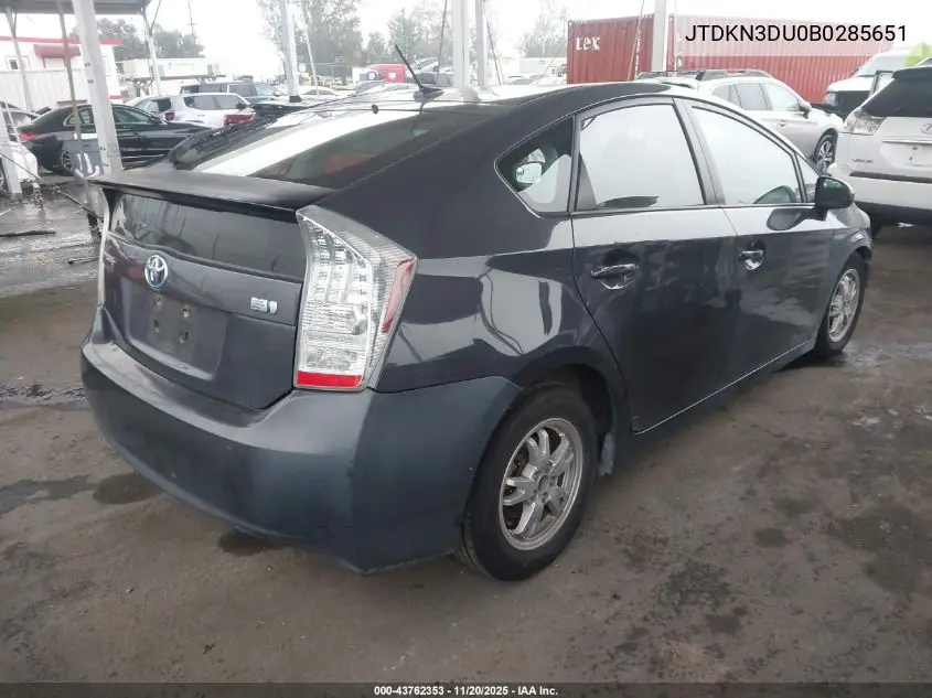 JTDKN3DU0B0285651 2011 Toyota Prius Three