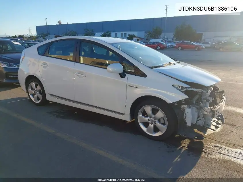 JTDKN3DU6B1386106 2011 Toyota Prius Five