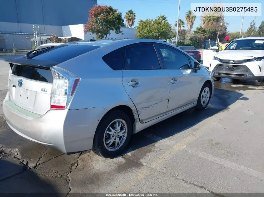 JTDKN3DU3B0275485 2011 Toyota Prius Four